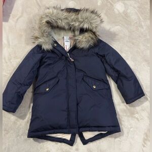 Kids Navy Parka with Faux Fur